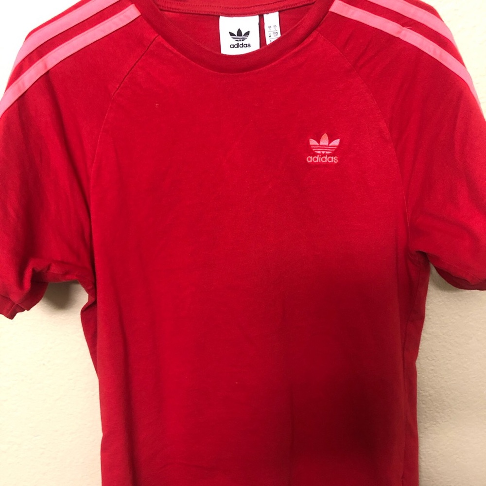 all red adidas originals tee